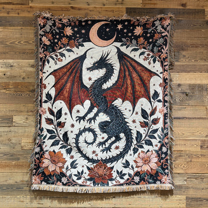 Medieval-style dragon tassel tapestry