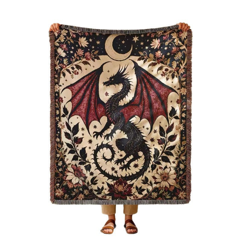 Medieval-style dragon tassel tapestry