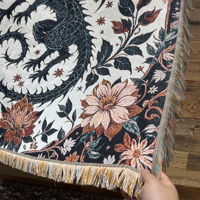 Medieval-style dragon tassel tapestry