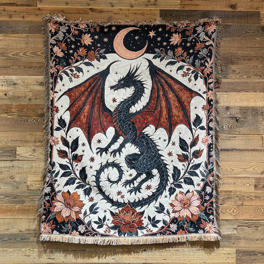Medieval-style dragon tassel tapestry